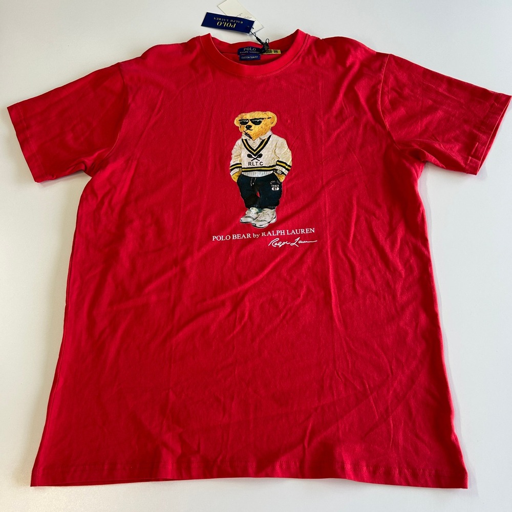 Polo Ralph Lauren Mens Red Polo Bear Pima Cotton T-Shirt XXL Custom Slim Fit NWT